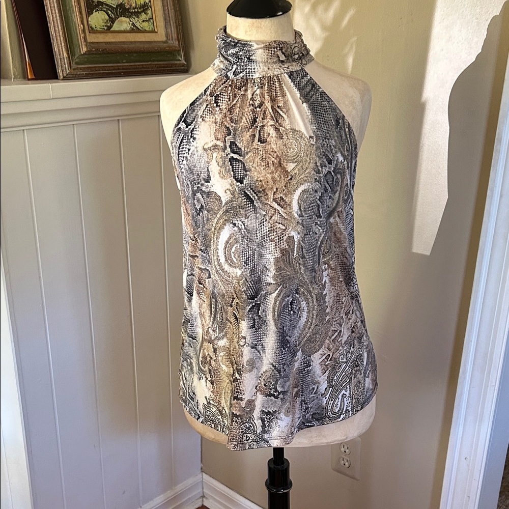 Ariella Snake Print Halter Blouse